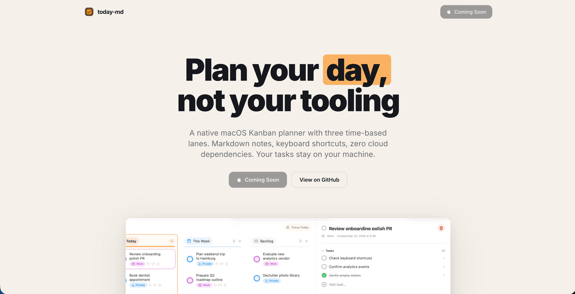 today-md — local-first macOS task manager
